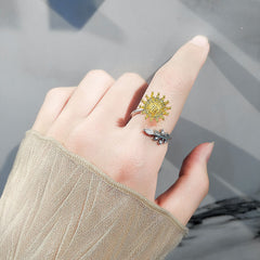 Micro-Inlaid Full Diamond Sunflower Ring