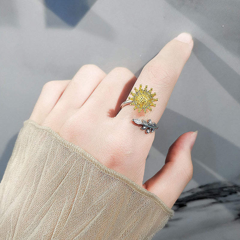 Micro-Inlaid Full Diamond Sunflower Ring
