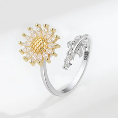 Micro-Inlaid Full Diamond Sunflower Ring