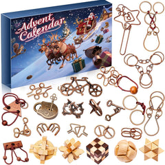 Brain Teaser Advent Calendar for Teens Adults Older Kid Seniors Family 24 Puzzles & Challenge Card, Christmas Countdown Calendar for Xmas Gathering Fun, Brain Challenges Games for Party