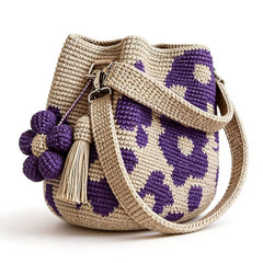 Handmade Crochet Flower Tote Bag for Women, Purse Boho Crochet Purse Crossbody Shoulder Beach Bag Daily Use Summer(Blue)