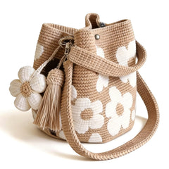 Handmade Crochet Flower Tote Bag for Women, Purse Boho Crochet Purse Crossbody Shoulder Beach Bag Daily Use Summer(Green)