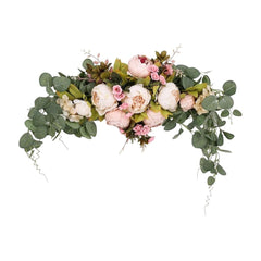 Wedding Arch Flowers, 30 Inch Rustic Artificial Floral Swag for Door Lintel, Green Leaves Rose Peony Sunflowers Table Centerpieces Home Decoration
