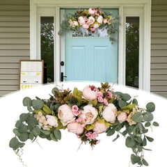 Wedding Arch Flowers, 30 Inch Rustic Artificial Floral Swag for Door Lintel, Green Leaves Rose Peony Sunflowers Table Centerpieces Home Decoration