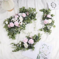Wedding Arch Flowers, 30 Inch Rustic Artificial Floral Swag for Door Lintel, Green Leaves Rose Peony Sunflowers Table Centerpieces Home Decoration
