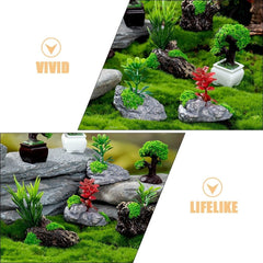7-Piece Miniature Artificial Bonsai Trees for , Landscape, Railroad Scenery, Potted Plant Decor