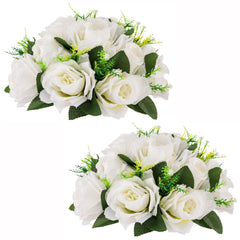 Flower Balls for Centerpieces - 2 Pcs Rose Balls Artificial Flowers, White Fake Flower Ball Kissing Ball, White Floral