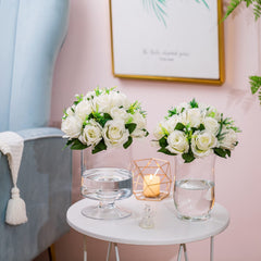 Flower Balls for Centerpieces - 2 Pcs Rose Balls Artificial Flowers, White Fake Flower Ball Kissing Ball, White Floral