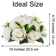 Flower Balls for Centerpieces - 2 Pcs Rose Balls Artificial Flowers, White Fake Flower Ball Kissing Ball, White Floral