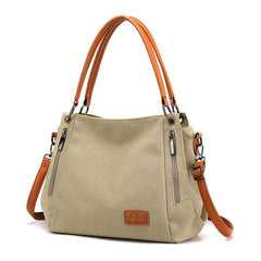 Large Shoulder Tote Bag Adjustable Crossbody Strap Khaki
