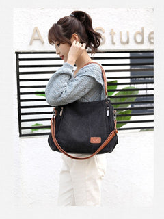 Large Shoulder Tote Bag Adjustable Crossbody Strap Black