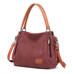 Large Shoulder Tote Bag Adjustable Crossbody Strap Purple-Coffee