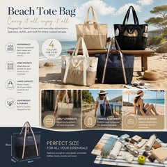 Brown & Solid Black Large Waterproof Swim Storage Tote 2Pcs