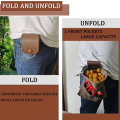 Foraging Pouch, Brown New Waterproof Version with 2 Small Pockets