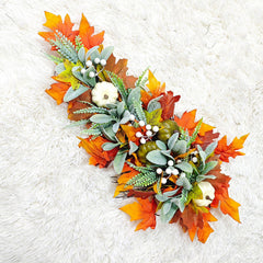 45CM Artificial Pumpkin Leaf Swag Holiday Front Door Decor Versatile Artificia Fall Teardrop Swag