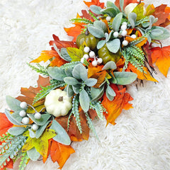 45CM Artificial Pumpkin Leaf Swag Holiday Front Door Decor Versatile Artificia Fall Teardrop Swag
