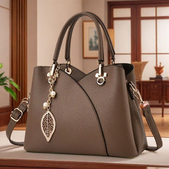 White Tote Bag Women'S Handbag Leaf Charm Bag Stylish Women'S Bag Designer Tote - White - Size 26-13-18