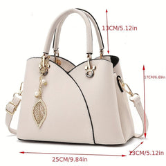 White Tote Bag Women'S Handbag Leaf Charm Bag Stylish Women'S Bag Designer Tote - White - Size 26-13-18