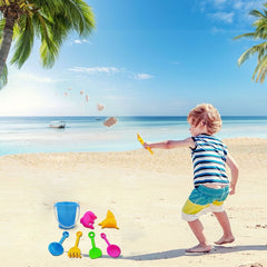 Beach Sand Toys Set for Kids - Bucket with Sifter, Shovel, Rake and 2 Animal Molds for Kids & Toddlers - Sand Buckets and Shovels for Kids, 7 Piece Beach Toy Set
