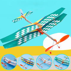 Twin Wing Rubber Band Powered Airplane Model Foam Glider Four Styles Shipped Randomly Children's Science Craft Toys Outdoor Flying Toys For Boys And Girls Looping Flight Simulator Way to Play Flight