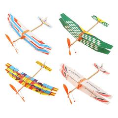 Twin Wing Rubber Band Powered Airplane Model Foam Glider Four Styles Shipped Randomly Children's Science Craft Toys Outdoor Flying Toys For Boys And Girls Looping Flight Simulator Way to Play Flight