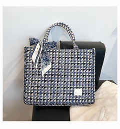 Women's Plaid Canvas Tote Bag for Women Canvas Crossbody Shoulder Bags Women Casual Canvas Tote Bag Handbag Purses