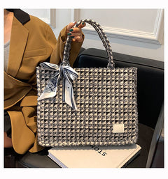 Women's Plaid Canvas Tote Bag for Women Canvas Crossbody Shoulder Bags Women Casual Canvas Tote Bag Handbag Purses