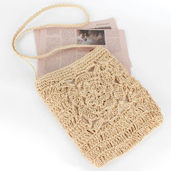 Women Small Straw Woven Cross-body Shoulder Bag Handbag Purse Women Small Straw Woven Cross-body Shoulder Bag Handbag Purse