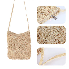 Women Small Straw Woven Cross-body Shoulder Bag Handbag Purse Women Small Straw Woven Cross-body Shoulder Bag Handbag Purse