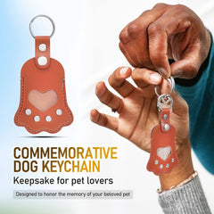 Pet Keepsake Keychain in Brown PU, Stylish Paw Design for Everyday Use