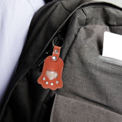 Pet Keepsake Keychain in Brown PU, Stylish Paw Design for Everyday Use