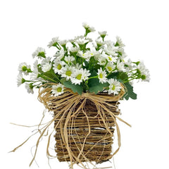 Basket Wreath with Bow Spring Porch Decor, Faux Hydrangea Wildflower Door Hanging, Year Round Welcome Sign for Home Entryway Wedding Easter Gift