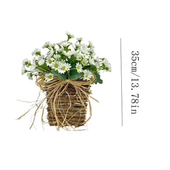 Basket Wreath with Bow Spring Porch Decor, Faux Hydrangea Wildflower Door Hanging, Year Round Welcome Sign for Home Entryway Wedding Easter Gift