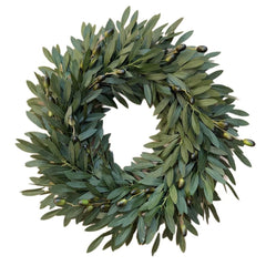 Lifelike Artificial Olive Wreath, Wall Wreath for Front Door Decoration, Fade Resistants and No Watering Needed, Versatile for Living Room Wall Seasonal Display, 22in
