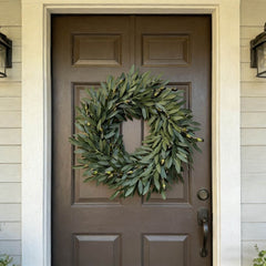Lifelike Artificial Olive Wreath, Wall Wreath for Front Door Decoration, Fade Resistants and No Watering Needed, Versatile for Living Room Wall Seasonal Display, 22in