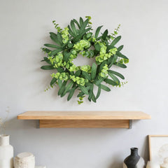 White Berry Farmhouse Wreath with Lamb Ear for Front Door, Porch, Window, Indoor and Outdoor Four Season Green Fall Decor, Car Grill and Vehicle Accents