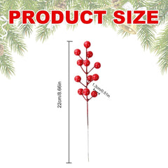 24 Pack 8.66 Inch Artificial Red Berry Picks for Christmas Tree Burgundy Red Berries Stems Holly Berry Branches Ornaments Wreath Crafts Wedding Holiday Season Winter Home Decor