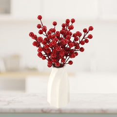 24 Pack 8.66 Inch Artificial Red Berry Picks for Christmas Tree Burgundy Red Berries Stems Holly Berry Branches Ornaments Wreath Crafts Wedding Holiday Season Winter Home Decor
