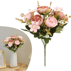 4 Bunches Peony Artificial Flowers Pink Flowers Silk Peonies Bouquets for Wedding Party Table Centerpieces Floral Arrangement Home Kitchen Decor