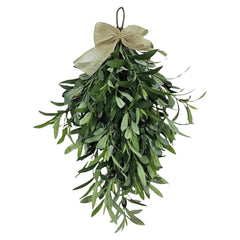 Artificial Olive Teardrop Wreath for Front Door - 24 Inch Faux Greenery Wall Decor with Bow - Farmhouse Olive Branch for Indoor Kitchen Entryway Wedding Arch