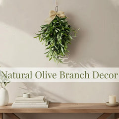 Artificial Olive Teardrop Wreath for Front Door - 24 Inch Faux Greenery Wall Decor with Bow - Farmhouse Olive Branch for Indoor Kitchen Entryway Wedding Arch