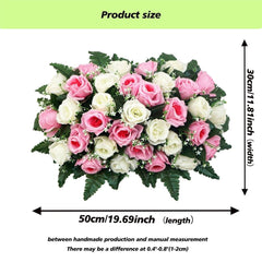 Cemetery Headstone Flower Saddle,Artificial Cemetery Flower Saddles for Graves,Artificial Rose Cemetery Memorial Flowers for Outdoor tombstone Headstone Decorations
