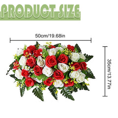 Artificial Cemetery Flowers for Grave Memorial 18 Heads Rose Silk Flower Faux Roses Arrangement for Headstone tombstone Decoration Graves 20 inch,Blue