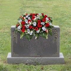 Artificial Cemetery Flowers for Grave Memorial 18 Heads Rose Silk Flower Faux Roses Arrangement for Headstone tombstone Decoration Graves 20 inch,Blue