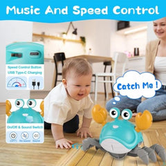 Crawling Crab Baby Toys 3.0,Upgraded Tummy Time Baby Toys 6-12 12-18 Month,Infant Learning Crawl Walking Dancing Crab with Music&Speed Control for 1 2 3 4 5 6+ Girls Year Newborn Birthday Gifts
