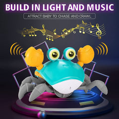 Aiqi Red Crawling Crab Baby Toys,Toddler Moving Interactive Toy with Music Lights for Babies,Toddlers,Kids