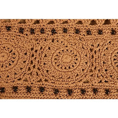 【Boho Crochet Beach Bag】Tassel & bead accents, large capacity shoulder & hand carry, foldable lightweight durable, perfect for beach vacation & commuting.*beige