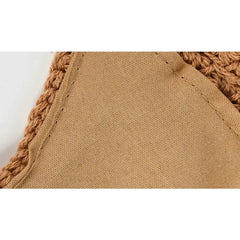 【Boho Crochet Beach Bag】Tassel & bead accents, large capacity shoulder & hand carry, foldable lightweight durable, perfect for beach vacation & commuting.*khaki