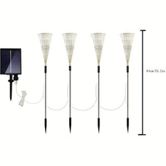 Black Solar Garden Lights Dandelion LED Lights Colorful Outdoor Lights 4-Pack Garden