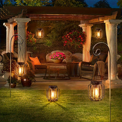 Black White Outdoor Hanging Lanterns Solar Powered Lanterns Outdoor Lighting Garden